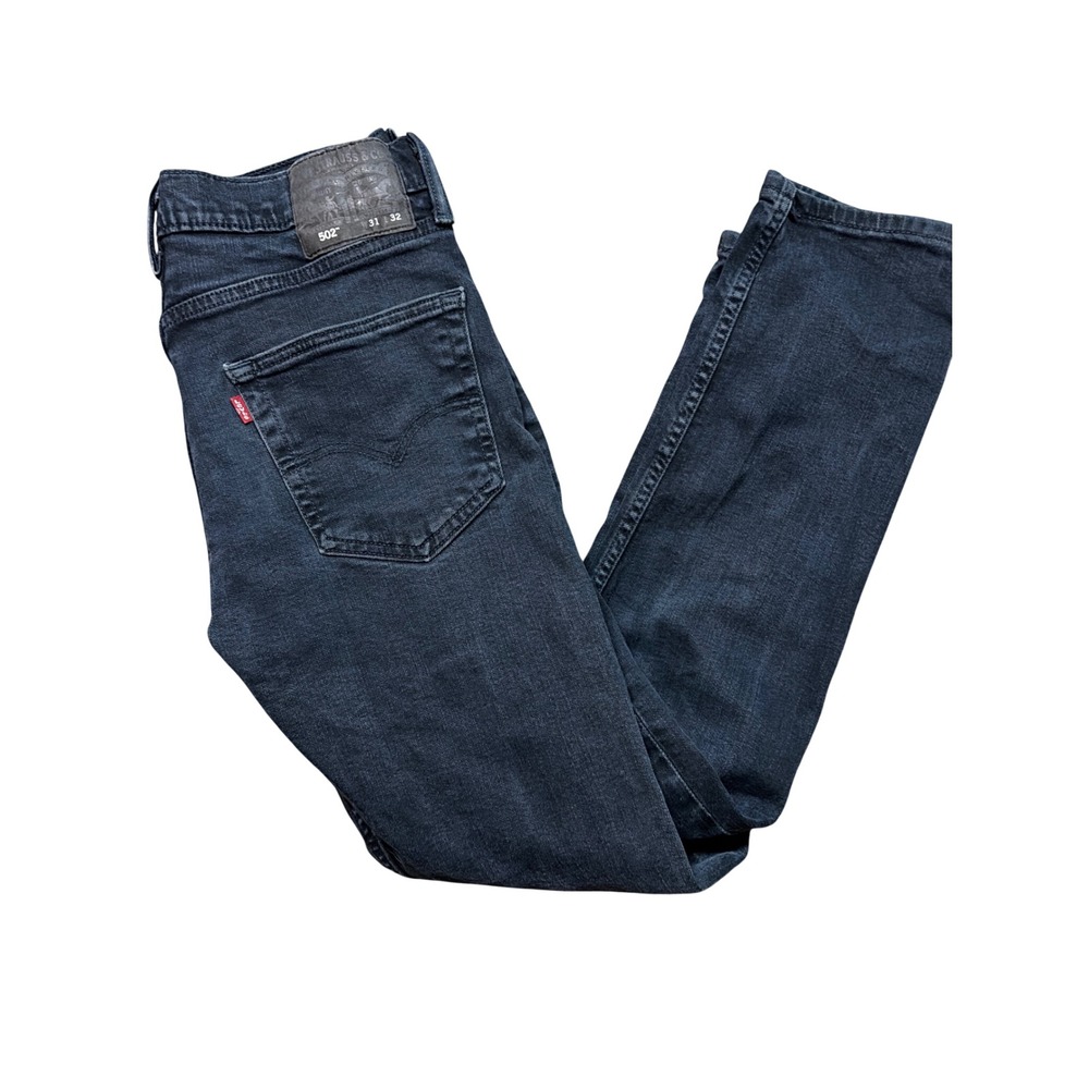Levi's 502 Regular Taper Jeans Mens 31x32 Dark Wash Blue Stretch Denim Pants